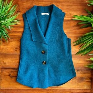 CUT LOOSE Teal Wool Sleeveless Button Vest - XS - Made in USA